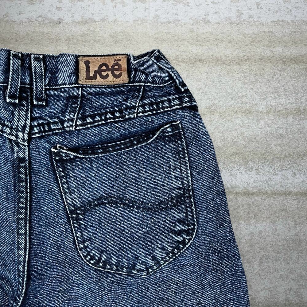 Vintage 90s Lee MR Jeans 26x30 Baggy Tapered Ankle Dark Wash Denim - Picture 3 of 4